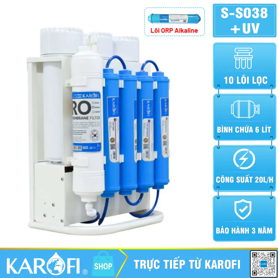 Máy lọc nước Karofi SLIM S-S038 + ORP 